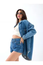 6967 KOT ŞORT-MAVİ