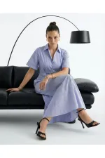 6948 ELBİSE-MAVİ BEYAZ ÇİZGİLİ