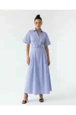 6948 ELBİSE-MAVİ BEYAZ ÇİZGİLİ