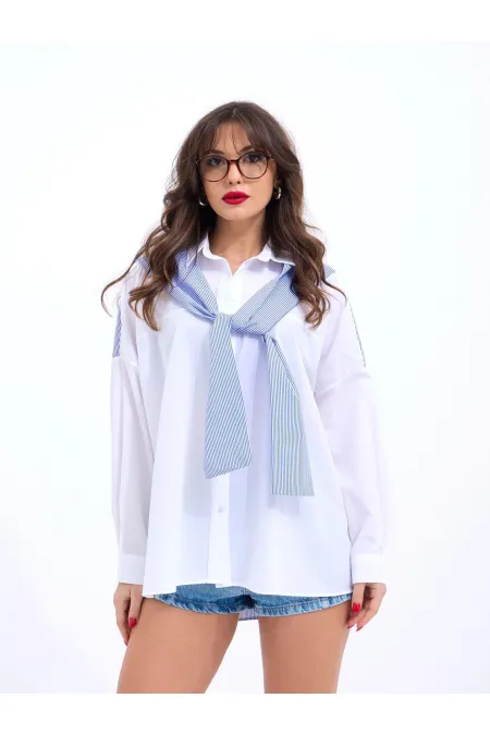 6749 GÖMLEK-MAVİ BEYAZ ÇİZGİLİ