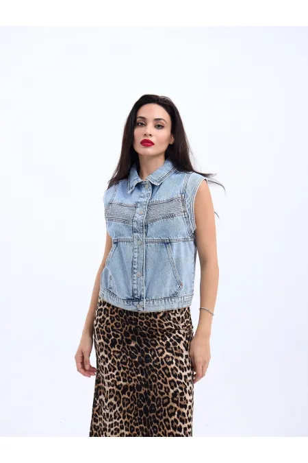 GILET EN JEAN 6779 - BLEU