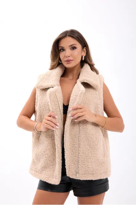 6719 GILET TEDDY - BEIGE
