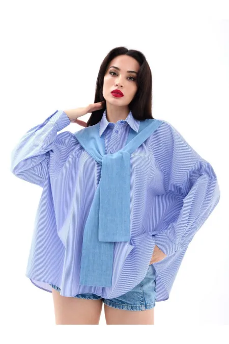 7074 SHIRT - BLUE AND WHITE STRIPED