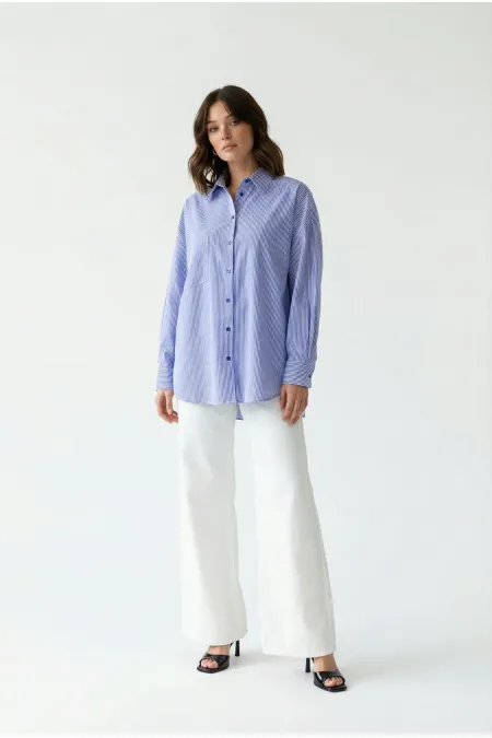 7554 SHIRT - BLUE AND WHITE STRIPED