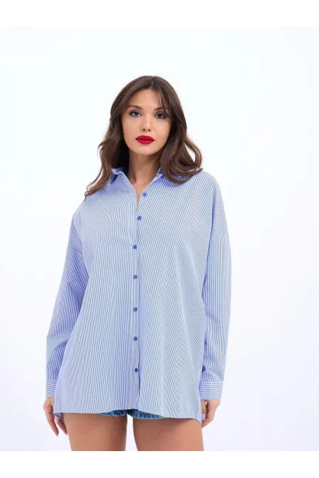 7057 SHIRT - BLUE AND WHITE STRIPED