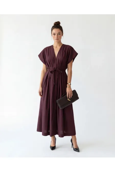 7585 DRESS - BURGUNDY