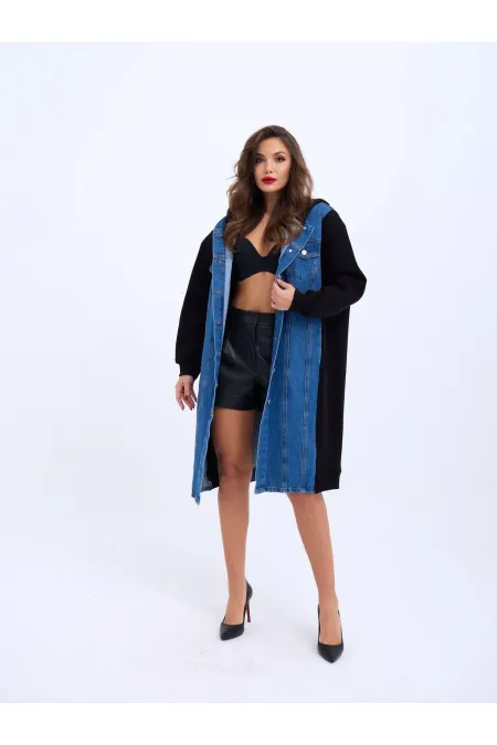 VESTE EN JEAN LONGUE 7188 - NOIRE