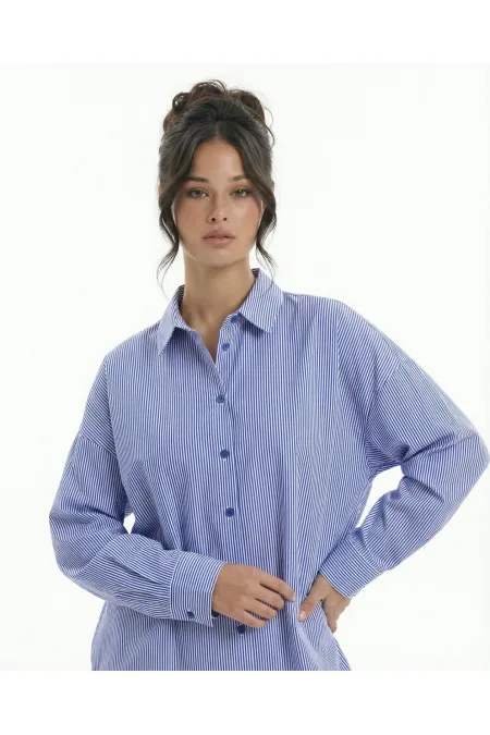 5213 GÖMLEK-MAVİ BEYAZ ÇİZGİLİ