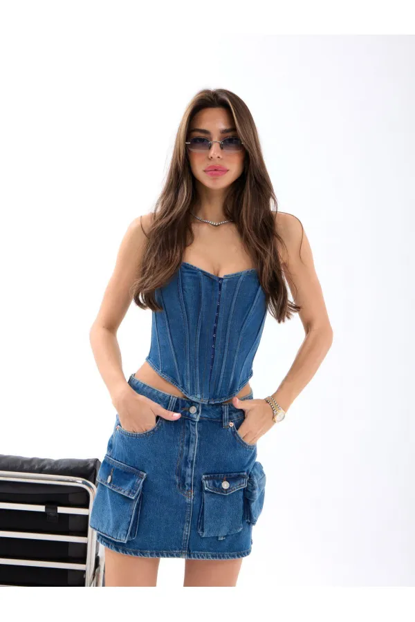 6775 DENIM SKIRT - BLUE