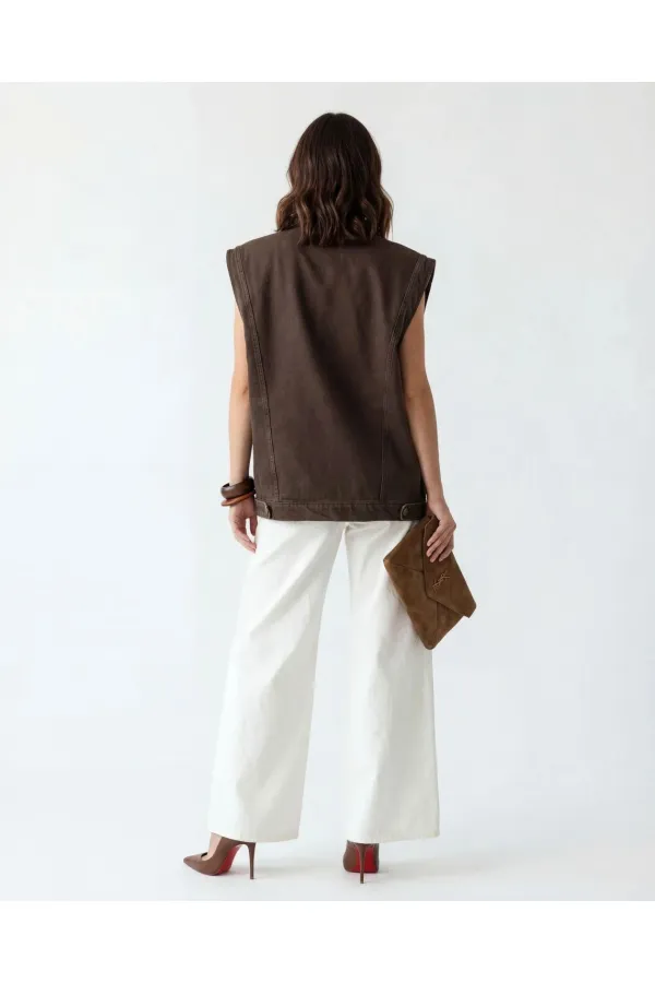 7491 DENIM VEST - DARK BROWN