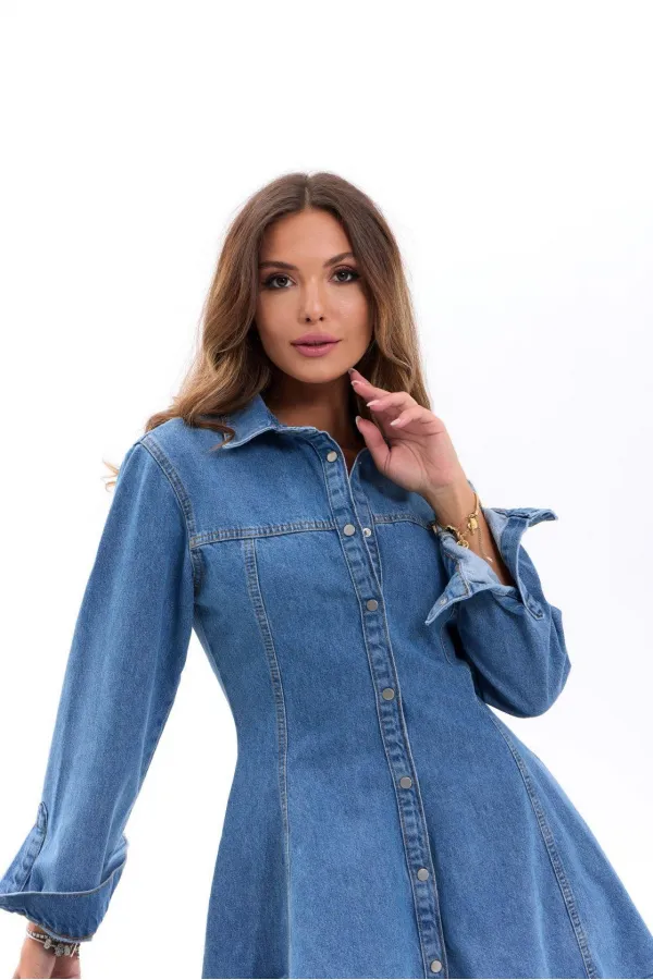 7487 KOT ELBİSE-MAVİ