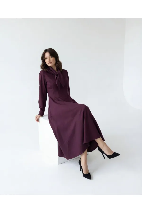 7553 DRESS - BURGUNDY