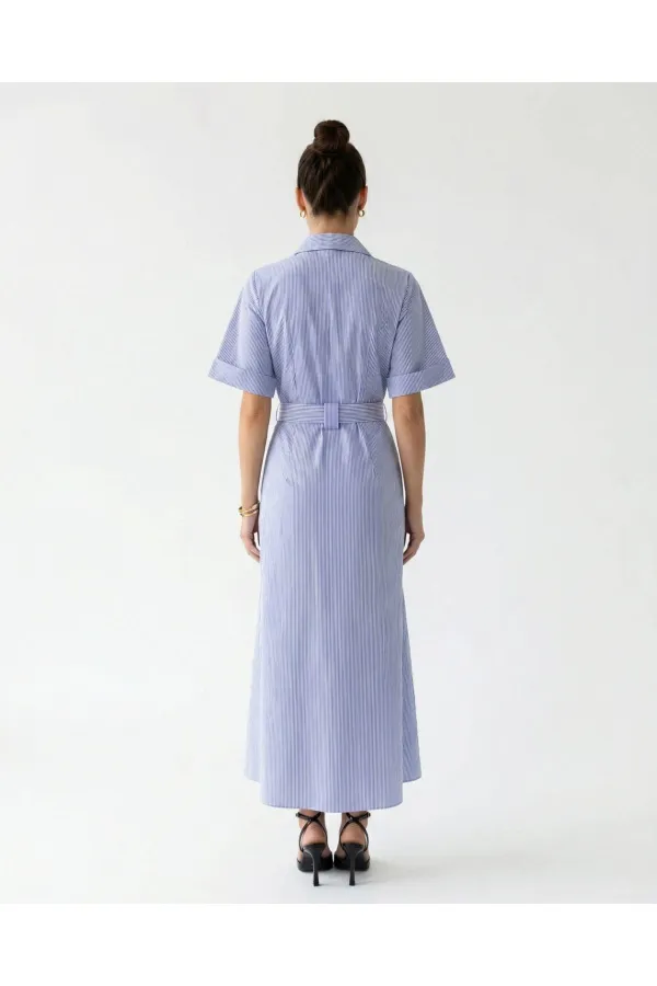 6948 ELBİSE-MAVİ BEYAZ ÇİZGİLİ