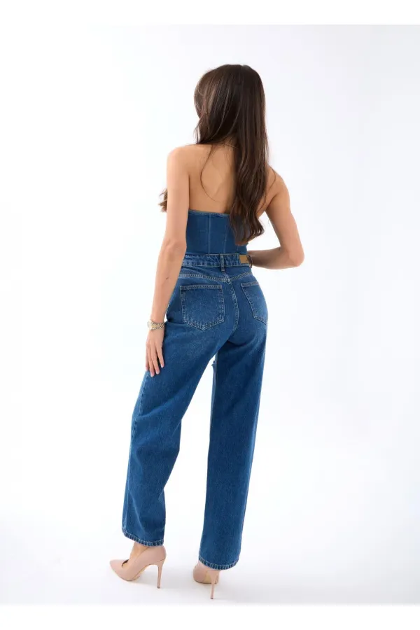 6491 DENİM WIDE LEG-MAVİ