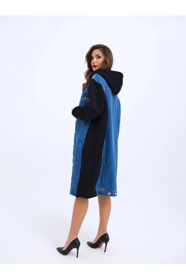 VESTE EN JEAN LONGUE 7188 - NOIRE