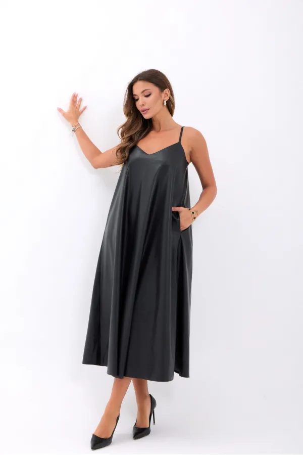 7278 LEATHER DRESS - BLACK