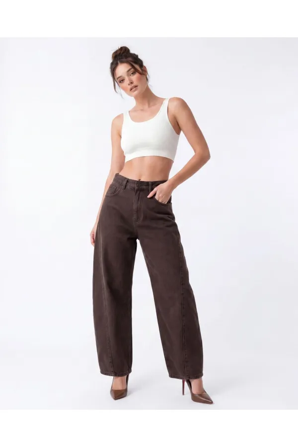 7612 DENIM PANTS - DARK BROWN