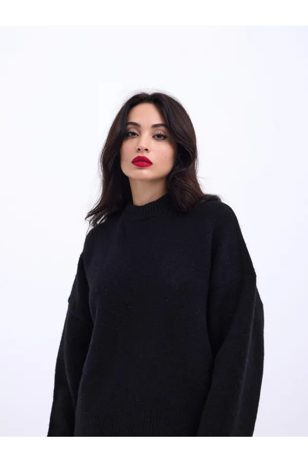 43031 TRİKO YARIM BALIKÇI KISA KAZAK-SİYAH