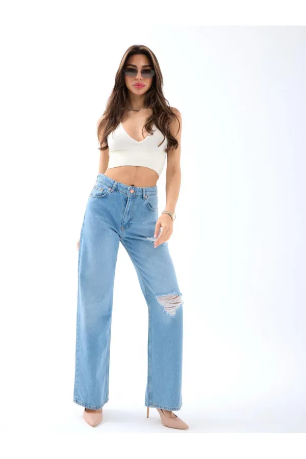 6796 DENİM LOW WAİST BOO-MAVİ