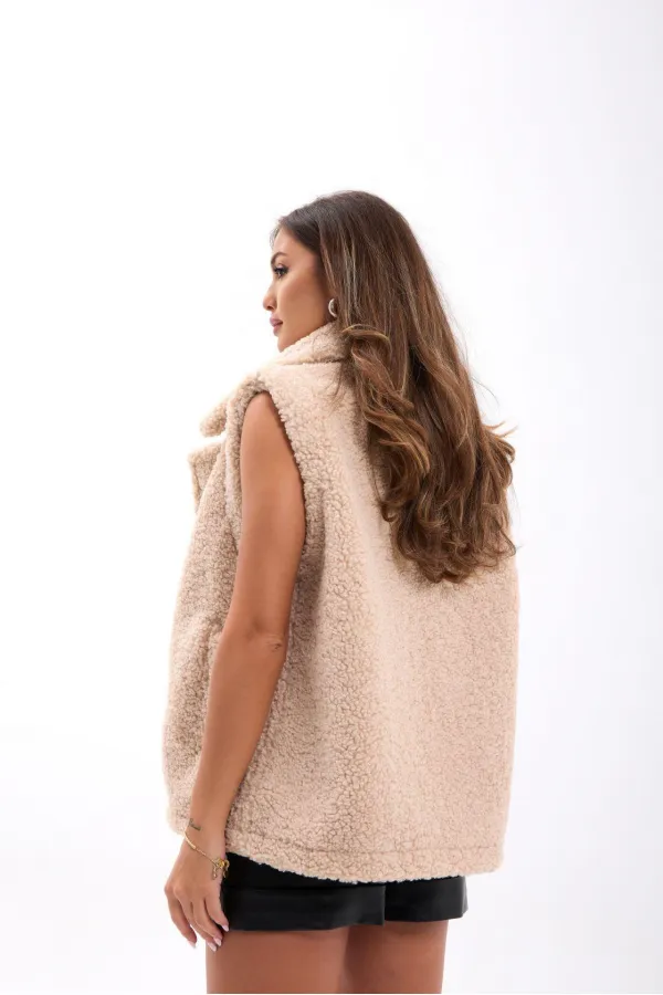 6719 GILET TEDDY - BEIGE