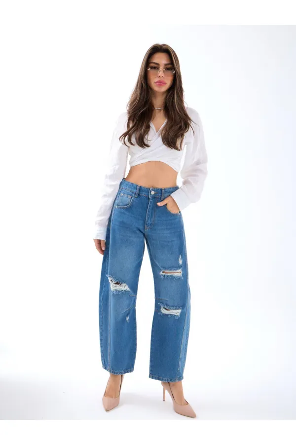 7086 KOT PANTOLON-MAVİ