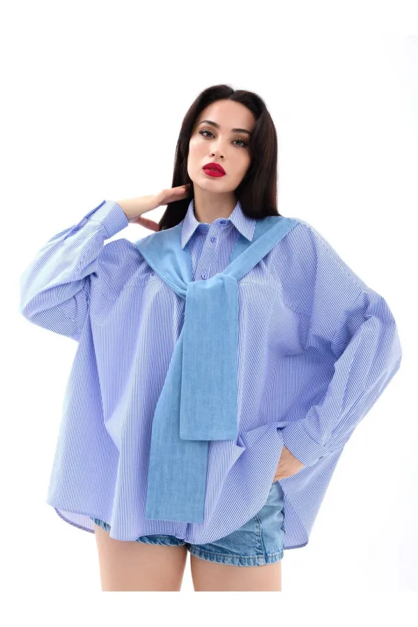 CHEMISE 7074 - RAYURES BLEUES ET BLANCHES