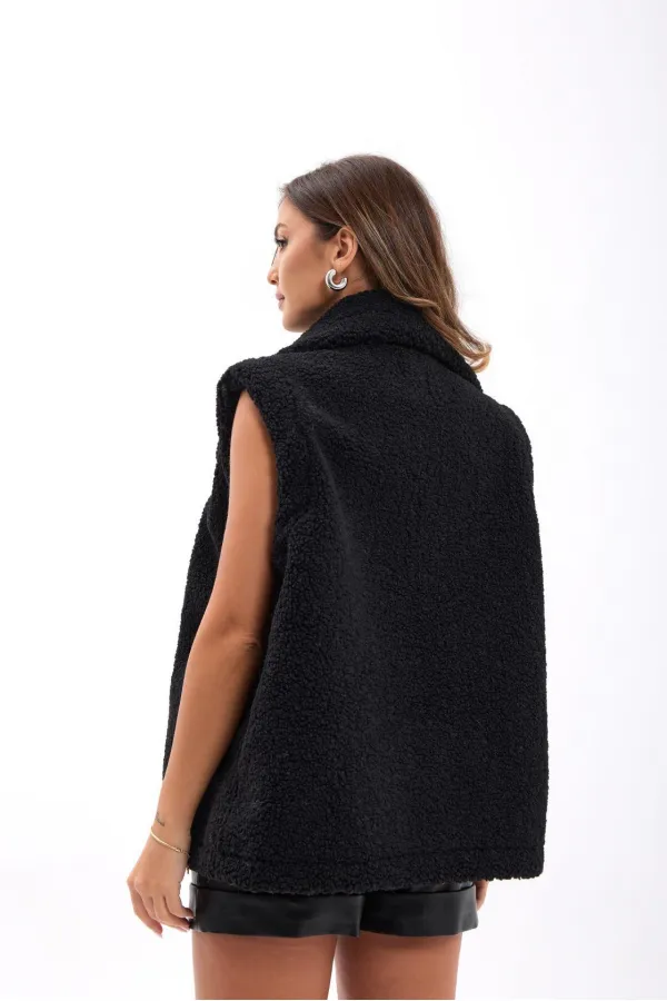 6719 GILET TEDDY - NOIR