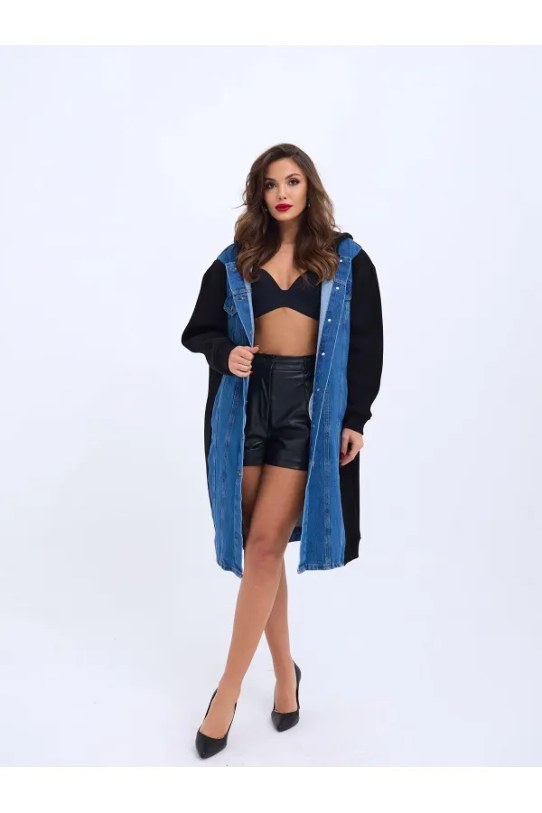 VESTE EN JEAN LONGUE 7188 - NOIRE