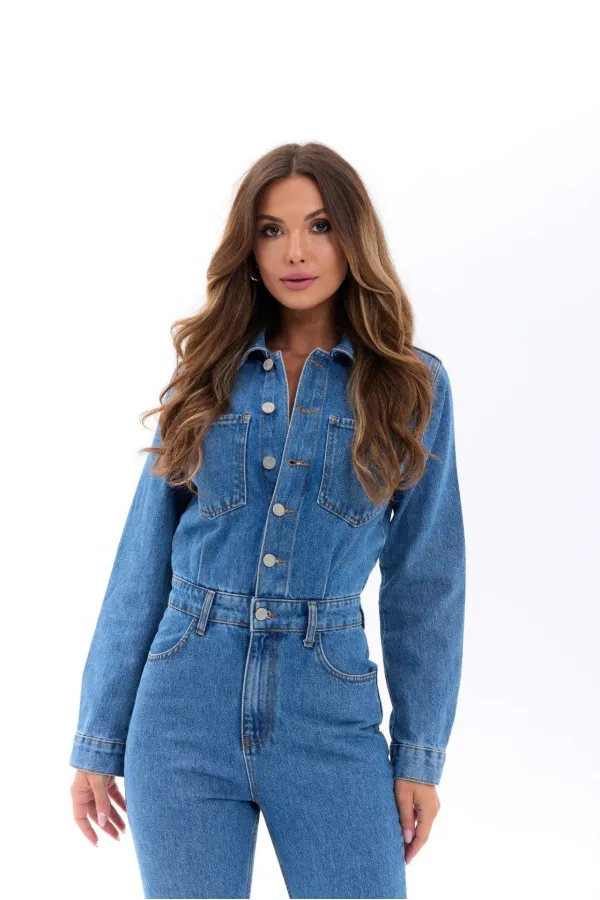 6534 DENİM TULUM-MAVİ