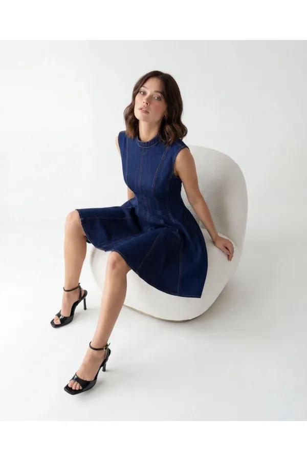 7552 DENIM DRESS - BLUE