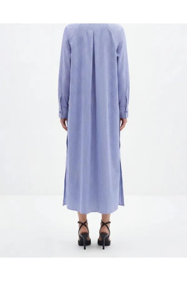 DRESS 5857 - BLUE AND WHITE STRIPED