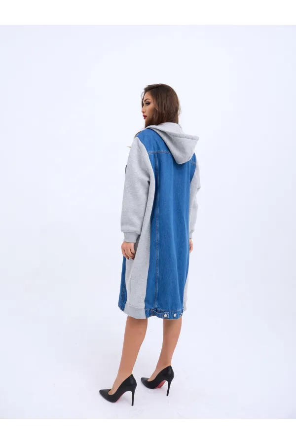 VESTE EN JEAN LONGUE 7188 - GRIS