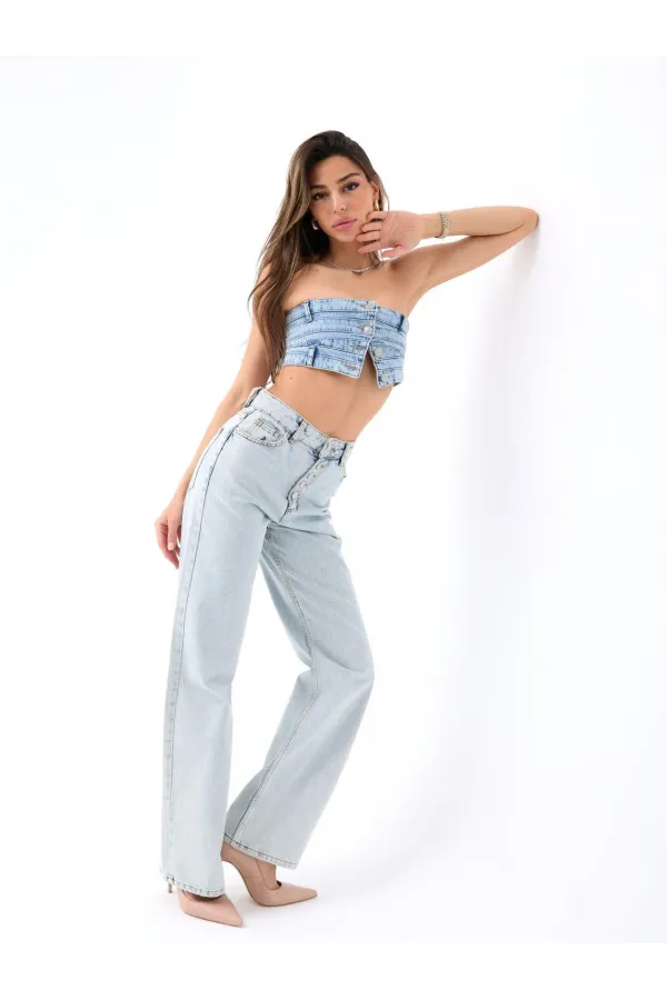 5171 JEAN BOUTONNÉ LARGE - BLEU CLAIR