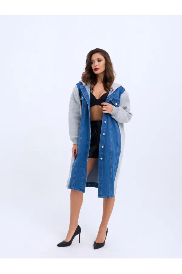 VESTE EN JEAN LONGUE 7188 - GRIS