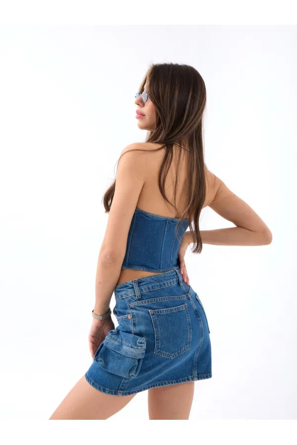 6775 DENIM SKIRT - BLUE