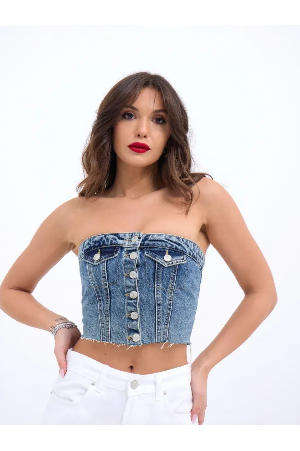 6285 DENIM BLOUSE - BLUE