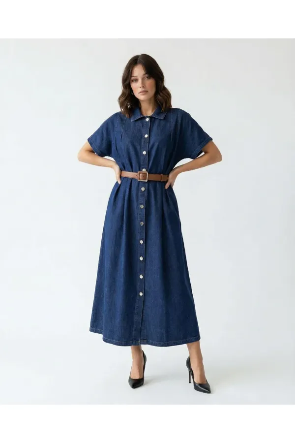 7568 DENIM DRESS - BLUE