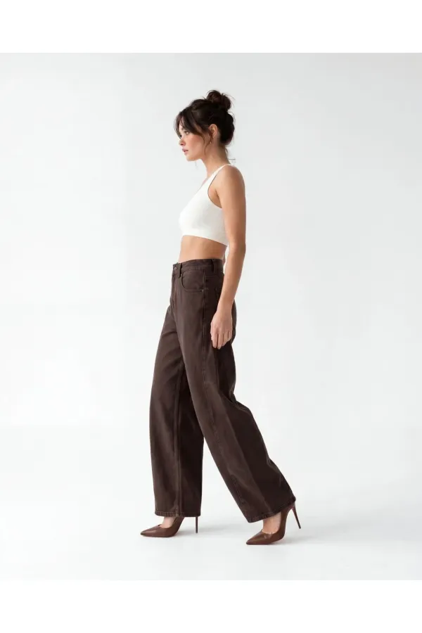 7612 DENIM PANTS - DARK BROWN