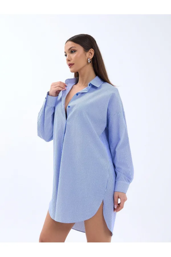 CHEMISE 4474 - RAYURES BLEUES ET BLANCHES