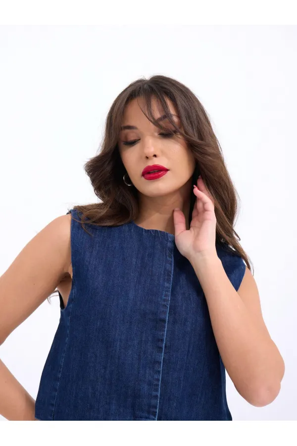 7335 GILET EN JEAN - BLEU