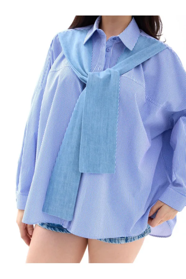 CHEMISE 7074 - RAYURES BLEUES ET BLANCHES