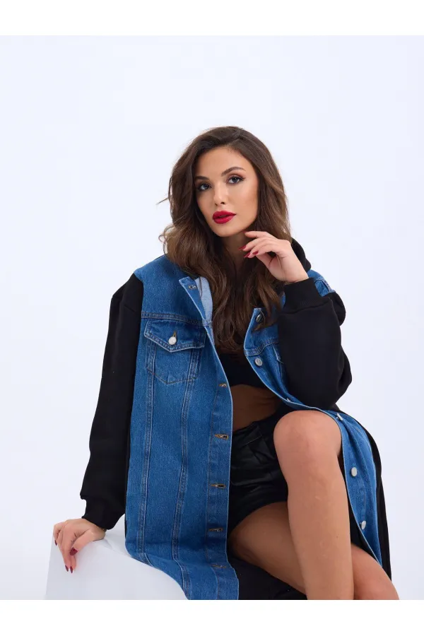 VESTE EN JEAN LONGUE 7188 - NOIRE