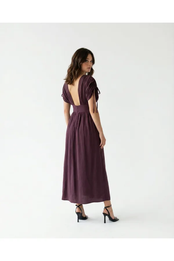 7558 DRESS - BURGUNDY