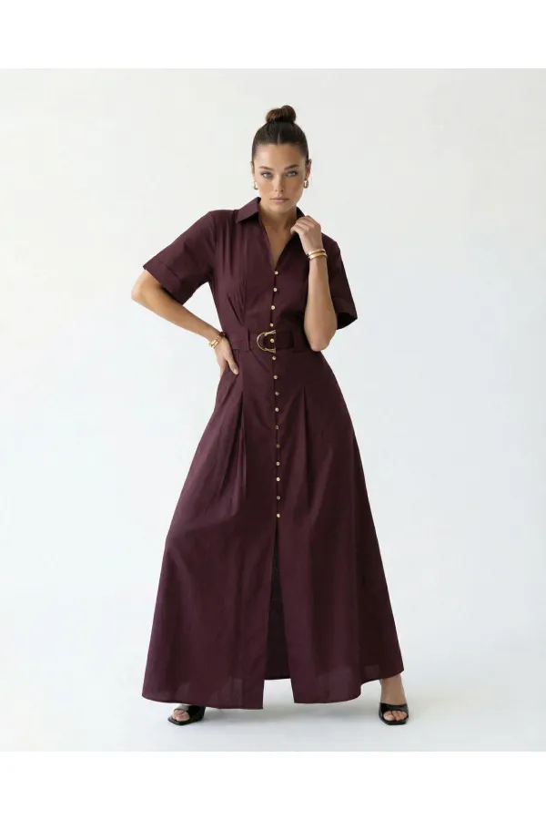 6948 DRESS - BURGUNDY