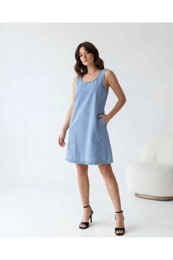 7562 DENIM DRESS - LIGHT BLUE