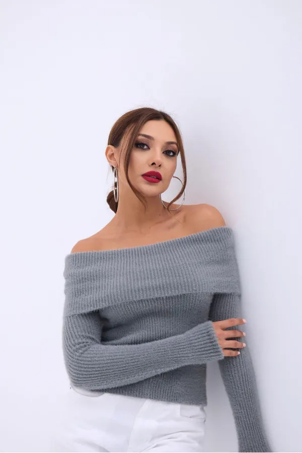 42431 TRİKO DEGAJE YAKA KAZAK-ANTRASİT