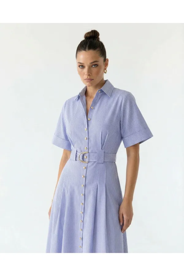 6948 ELBİSE-MAVİ BEYAZ ÇİZGİLİ