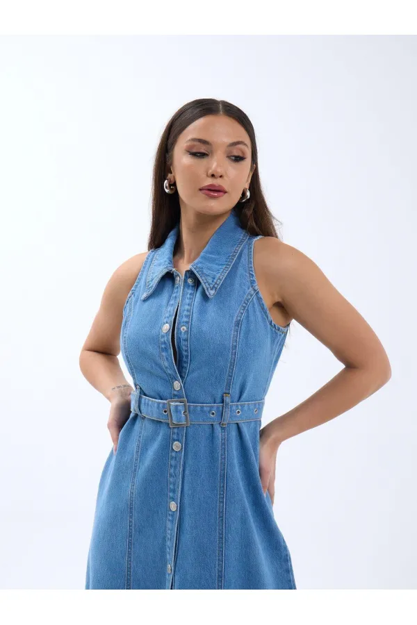 6969 DENIM DRESS - BLUE