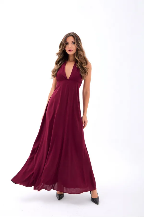 6996 DRESS - BURGUNDY