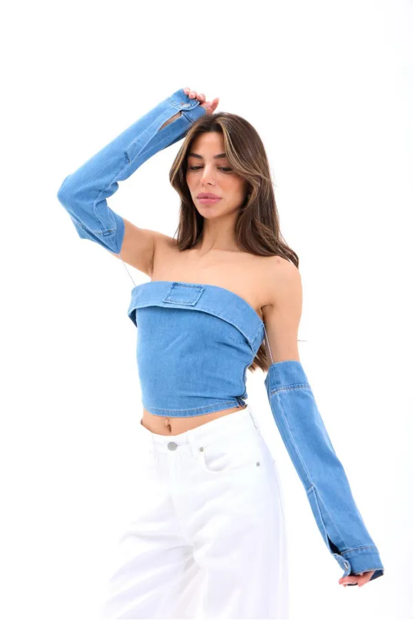 7358 DENIM BLOUSE - BLUE 7358 DENIM BLOUSE - BLUE